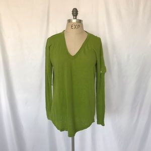 Joseph green linen stretch V-neck shirt size small